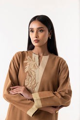 Stitched Brown Emboidered Shirt + Culotte